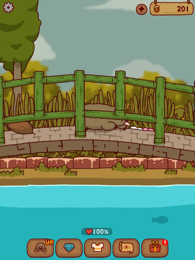 Captura do jogo Tiny Pixel Farm com um rancho pixelado ao entardecer